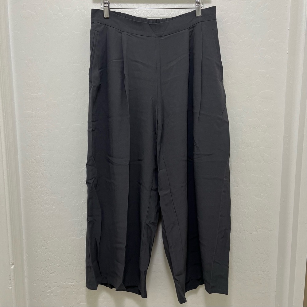 Eileen Fisher Wide Leg Cropped Pull-On Pants Size S Gray Minimalist